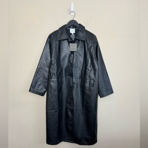 NWT - Le Lis - Faux Leather Black Duster Jacket. Medium & Small. Oversized.